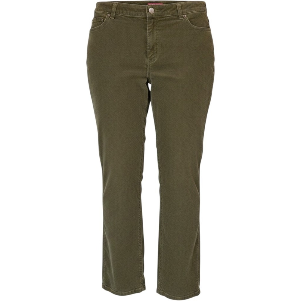 Charter Club Corduroy Pants Womens 12 Olive Green Slim It Up Regular Fit Classic